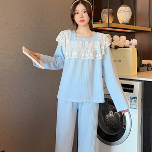 Set 100% in maglia di <span class=keywords><strong>cotone</strong></span> lungo <span class=keywords><strong>da</strong></span> donna pigiama <span class=keywords><strong>da</strong></span> <span class=keywords><strong>notte</strong></span> stampato pigiama Mujer con scollo quadrato pigiama <span class=keywords><strong>da</strong></span> donna - Product Image 4