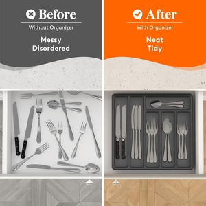 Plateau organisateur en plastique pliant à un niveau pour couvercle de <span class=keywords><strong>tiroir</strong></span> de cuisine Rangement d'ustensiles flexible pour usage domestique - Product Image 4