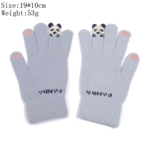 MIO Cute <strong>Panda</strong> Heart Pattern Touch Screen <strong>Gloves</strong> Womens Stretch Knitted Winter Elastic Cuff <strong>Gloves</strong> Thermal Soft Knit Lining - Product Image 5