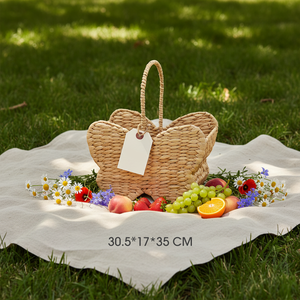 Europäischer Stil Schmetterlings-Design Handgefertigte Natürliche Wasserhyazinthe Stapelbare Aufbewahrungskörbe - Product Image 1