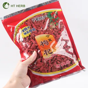 Natural Pure Packaged Bag OEM Big Size Chinese Traditional Anti-aging Ningxia Dried Wolfberry Red Goji Berry Fruit Grains Tea