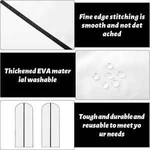 Fundas para Vestidos Largos, Translúcidas, con Cierre, Impermeables, a Prueba de Polvo, de 60-140 cm, para Almacenamiento - Product Image 5