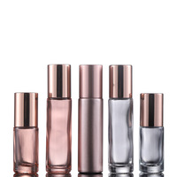 Vente en gros 5ml 10ml Rose bouchon doré Rose Transparent rouleau sur bouteille d'huile de parfum verre fin