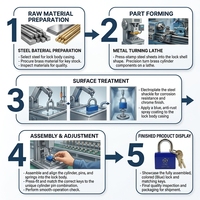 Cadenas en fer durable, revêtement plastique, petit cadenas latéral en laiton, déverrouillage par clé, antivol