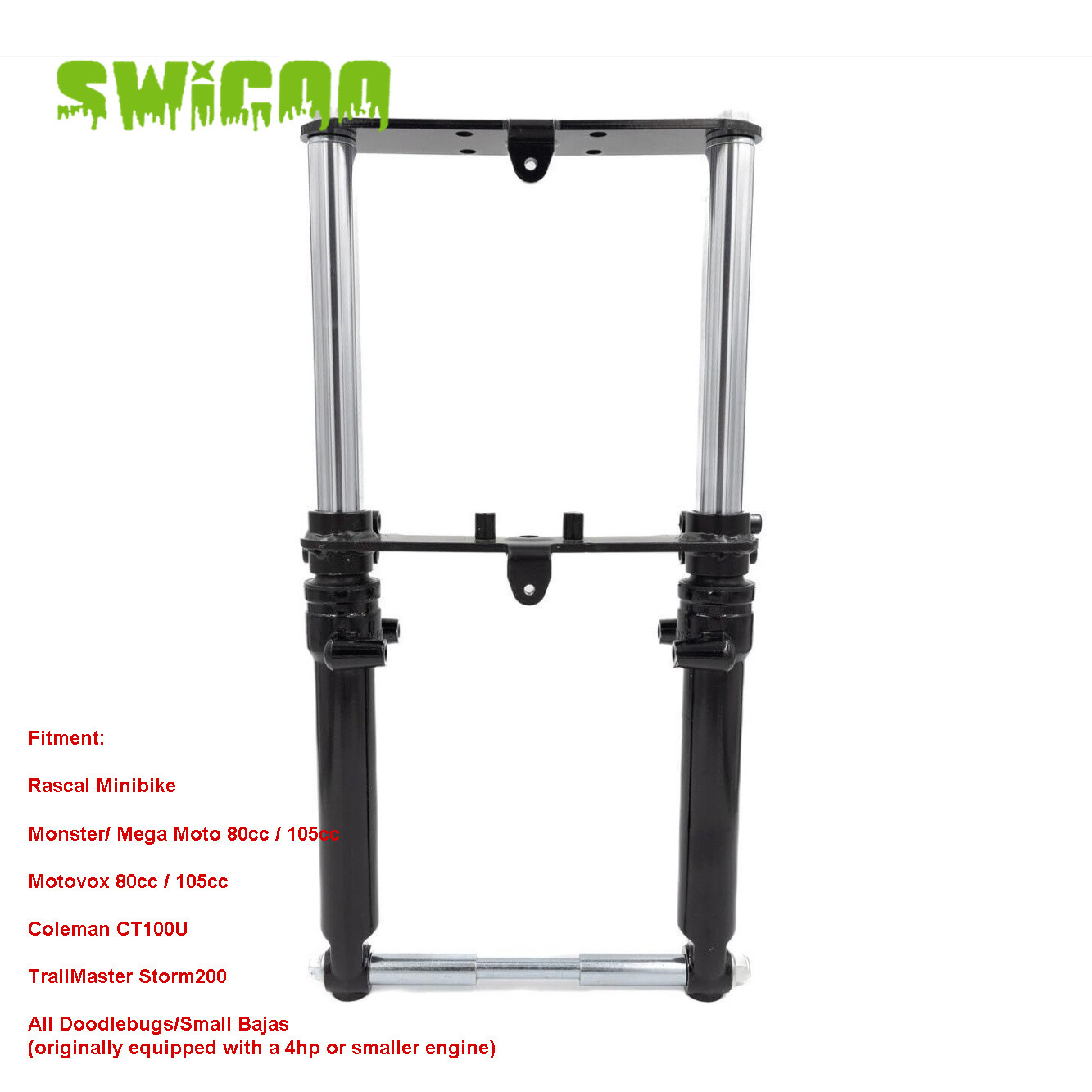 coleman mini bike forks Front Fork / Steering Column for RB100 / Realtree RT100 1/4 distance between axle holes Mini Bike Front Suspension Fork