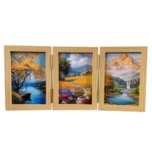 Cadre <span class=keywords><strong>photo</strong></span> vertical pliable en MDF écologique avec <span class=keywords><strong>impression</strong></span> UV pour photos 5x7, <span class=keywords><strong>verre</strong></span> <span class=keywords><strong>acrylique</strong></span> haute définition, triple couleur bois - Product Image 4