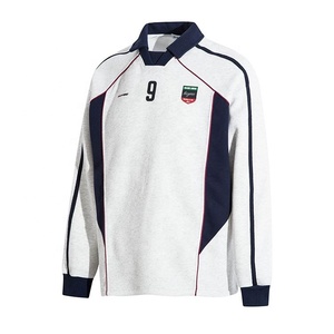 Camiseta de rugby personalizada Camisa de rugby estilo polo de manga larga a rayas cosidas para hombre - Product Image 3