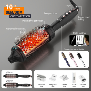 แปรงจัดแต่งทรงผมแบบมืออาชีพ ใช้ความร้อน อินฟราเรด พลาสมา ประจุลบ ป้องกันผมชี้ฟู เพิ่มวอลลุ่ม ดูแลเส้นผม ขนาด 38 มม. 45 มม. รับผลิตแบบ OEM ODM พร้อมโลโก้ตามสั่ง - Product Image 2