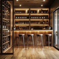Meuble de bar modulaire en bois massif moderne personnalisé avec éclairage LED, grande capacité, pour la présentation de vin, idéal pour les restaurants