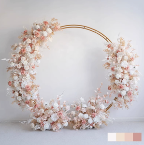 Arco de Anillos Estilo Europeo con Decoración Floral para Boda, Fondo de Flores Artificiales para Pedida de Mano y Bienvenida de Invitados - Product Image 1