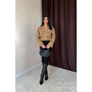 Abrigo de Cachemira Camel para Mujer, Tejido Minimalista, Cálido, Largo, Ropa de Abrigo - Product Image 4