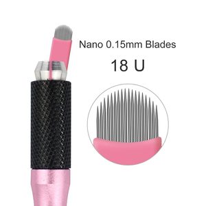 Agujas de Microblading Inclinadas de 0.15mm 18U, Color Rosa, Nano, para Tatuaje de Cejas, Cuchillas PMU - Product Image 4