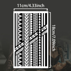 Mezza manica temporanea tatuaggio linea geometrica fascia da braccio Semi permanente tatuaggio impermeabile per 2 settimane tatuaggio a base di erbe per il braccio - Product Image 2
