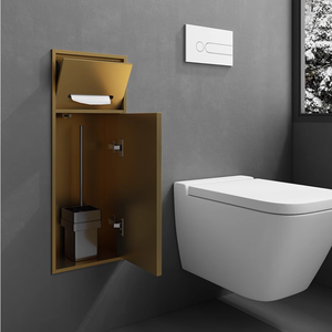 Poubelle de toilette étroite encastrée en acier inoxydable doré, étanche et brossée, pour hôtel, avec <span class=keywords><strong>niche</strong></span> intégrée pour mouchoirs - Product Image 1