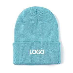 Wholesale Winter Warm <b>Knitted</b> <b>Beanie</b> Cap Custom Logo Embroidery 60 Colors Manufacturer's Blank Plain <b>Beanies</b> - Product Image 2
