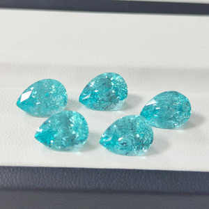 Gemas sueltas de Paraiba cultivadas en laboratorio, en forma de pera, con corte triturado, para la fabricación de joyas. - Product Image 1