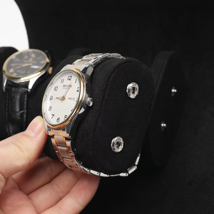 Customized Luxe Discreet Portable Watch Storage <b>Roll</b> Fashion PU Leather Flip Lid Flannel Watch Pillow Travel Watch <b>Box</b> - Product Image 5