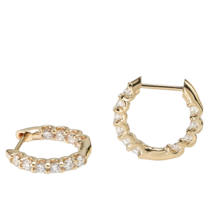 Exquisitos Pendientes de Aro Clásicos de 14 mm con Diamantes Cultivados en Laboratorio de 2 mm DEF VVS VS, Oro Sólido de 10K/14K/18K para Bodas, Fiestas y Regalos - Product Image 5