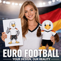 Peluche Aigle de l'Allemagne 2028, personnalisée, style européen, pour le football, vente en gros, OEM ODM, jouet en peluche, mascotte de football, cadeau pour les fans