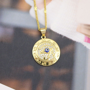 Collana NZ1710 vintage placcata oro 18 carati con occhio turco, occhio di Horus, zirconi cubici, occhio diabolico, gioiello protettivo da donna. - Product Image 5