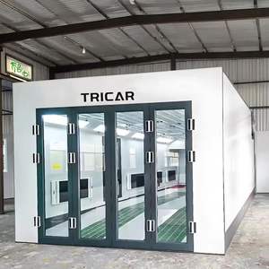 ตู้พ่นสีแบบหรูหรา รุ่น Tricar CE พร้อมเตาดีเซล ระบบทำความร้อนด้วยไฟ <span class=keywords><strong>LED</strong></span> สำหรับอบแห้ง ประสิทธิภาพสูง ขนาด 7 ม./8 ม./9 ม. ประตูกระจกบานใหญ่ - Product Image 1