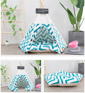 Gran oferta, cama Rectangular para gatos, cueva, tipi suave, cálido y cómodo para mascotas, cojín de alta calidad, postes de pino, diseño de moda plegable - Product Image 3