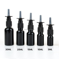 Flacon pulvérisateur nasal en verre noir foncé vide de 5 ml, 10 ml, 15 ml, 20 ml, 30 ml, rechargeable, avec pompe et étiquette personnalisée