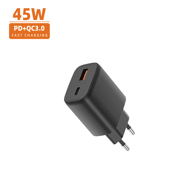 45W Fast Charging Wall Charger Adapter PD 25W QC3.0 USB Type C GaN ChargerS EU/US/UK Plug for iPhone Samsung Xiaomi Huawei