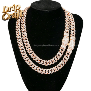 Nueva Cadena Cubana de Hip-hop de 12 mm con Triple Hilera de Diamantes de Imitación, Totalmente Cubierta de Diamantes de Imitación y Chapada en Oro, Imprescindible para los Amantes de la Moda. - Product Image 1