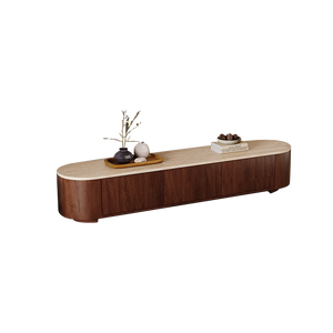 Mueble de TV de Madera Maciza Estilo Wabi-Sabi para Montar en la Pared con Almacenamiento para Sala de Estar en Apartamentos Pequeños - Product Image 5