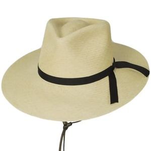 Panama Straw Fedora <b>Hat</b> Wide Brim Unisex Beach Sun <b>Hat</b> with Black Ribbon <b>Band</b> Adult Size - Product Image 2