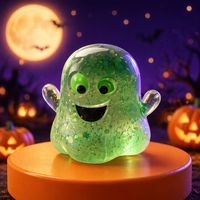 Jouet Squishy Fantôme Scintillant d'Halloween, Jouet Anti-Stress Souple en TPR à Presser, Cadeau de Fête d'Halloween pour Enfants, Décoration de Bureau