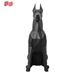 Doberman industrial de baja poligonal sentado escultura de perro de Metal galvanizado decoración de arte moderno <span class=keywords><strong>para</strong></span> uso en interiores y exteriores - Product Image 6