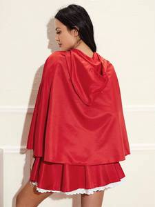 Ensemble de costume de petit chaperon rouge pour Halloween, pour femmes, comprenant une cape, une robe et un tablier pour une robe de fête cosplay - Product Image 2
