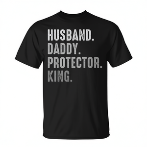 Camiseta para hombre con cuello redondo y manga corta, ropa para fiesta de reunión familiar, Husband Daddy Protector King - Product Image 2