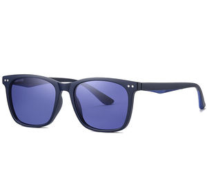 Occhiali da Sole Vintage in Vetro per Uomo e Donna, Nuovo Stile Quadrato con Rivetti, Montatura <span class=keywords><strong>Blu</strong></span> e Bianca, Logo Personalizzato, Protezione UV, Minimo 1 Pezzo - Product Image 2