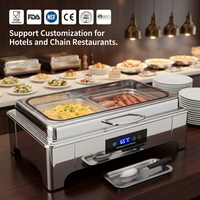 Ensemble de plats chauds en acier inoxydable pour restaurant et hôtel, chauffe-plats électrique moderne, ensemble de buffet argenté, ensemble de chauffe-plats de luxe