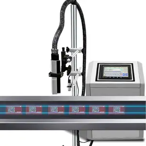 Máquina de codificação a jato de tinta online automatizada comercial para garrafas plásticas, caixas de papelão, sacos de embalagem, impressora plástica com tinta