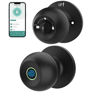 Sinovo Nouveauté Serrure Intelligente à Bouton Noire Déverrouillage Biométrique par Empreinte Digitale Pêne Simple Verrouillage Automatique Serrure de Porte Intelligente