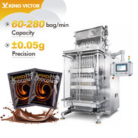 Machine d'emballage automatique de sachets à scellage 4 côtés pour crème et chocolat, 6 ou 8 lignes, pour liquides et chocolat