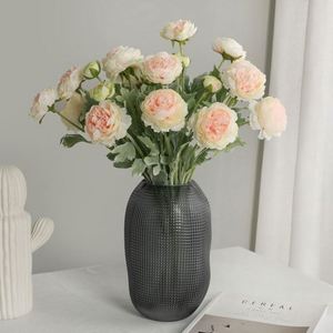 Imitated Silk Three Headed Flamingo Lotus Artificial Roses for Home Decoration Valentine's Day Easter-High Quality Bouquet - Product Image 3