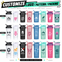 Bouteille shaker en plastique personnalisée avec logo, pour protéines, sport, gym, anti-fuite, sans BPA, vente en gros