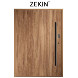 ZEKINメーカー製 外装セキュリティドア 人工知能ロック 木製玄関ドア アルミ製ピボットドア - Product Image 1