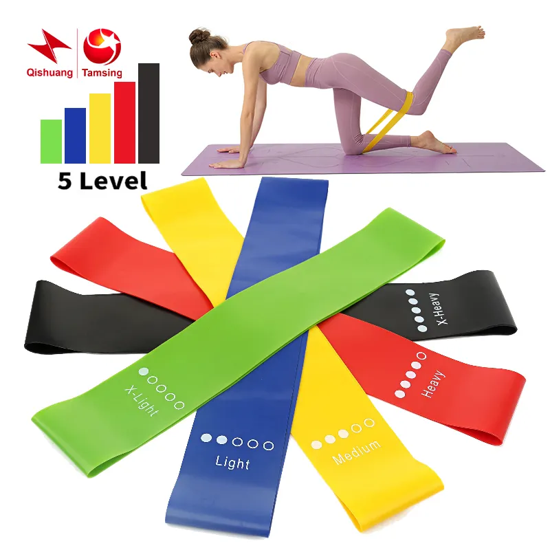 5 видов цветов эластичные ленты для фитнеса с индивидуальным логотипом, эластичная петля для тренировок в тренажерном зале
