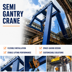 Grue semi-portique personnalisée Dejun 5T-100T avec chariot européen et moteur et boîte de vitesses pour déplacement rapide sur le sol - Product Image 3