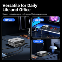 Chargeur Type-C 100W GaN Super Rapide, Chargeur de Bureau 6 en 1 avec Câble Rétractable de 70 cm pour Téléphone, Ordinateur Portable, Adaptateur USB-C