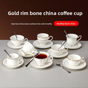 Juego de Taza y Platillo de Porcelana Fina con Detalles en Oro, Estilo Europeo de Lujo, Marca BAMBUS, para Café o Té de la Tarde, con Cuchara - Product Image 2