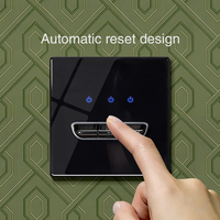 1/2/3/4 Gang 1/2 Way Toggle On/Off Interruptor de luz de pared Estilo retro Carga USB Panel de vidrio Retroiluminación azul Smart Life App Max 220V