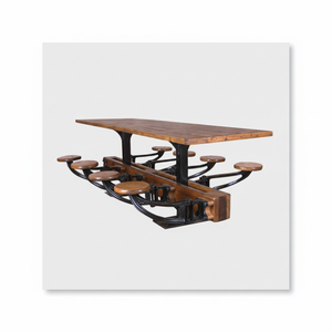 FONTE BALANÇOIRE EN BOIS TABLE À MANGER 8 places Industrielles de stockage en métal de Restaurant en bois Table à manger - Product Image 1