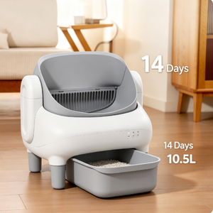 Bac à <span class=keywords><strong>litière</strong></span> robotisé autonettoyant sans poussière avec capteur de sécurité anti-pincement, compatible avec toutes les litières agglomérantes pour plusieurs chats - Product Image 2